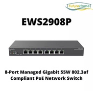  8-Port Managed Gigabit 55W 802.3af Compliant PoE Network Switch EWS2908P