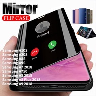 Mirror Flip Case For Samsung A10S Samsung A20S Samsung A9 2018 Samsung A8 2018 Samsung A7 2018 A8 Plus A9S A8S A750 , Clear View Mirror Flip Leather Stand Phone Case Cover