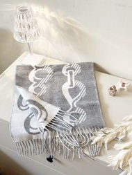 Hermes 圍巾 ⛓️ 灰白