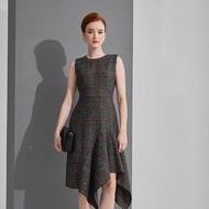 Women's 2-layer dress Sleeveless B990-104j/01 B990-104J B990-104J-001 (Black with blue stripes)