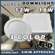 Three Color 3C Downlight LH C3 12W 18W 24W LED Downlight Square Round