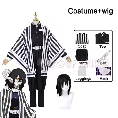 Anime Demon Slayer Kimetsu No Yaiba Iguro Obanai Haori Kimono Cosplay Costume Wig Snake Props White 