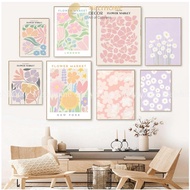 Set of 5 L1024 Matisse Single Flower Painting Minimalism Minimalist Cute City Name Pink Yellow Blue 