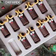 CHEFMADE 10-Cavity Financier Cake Mould Non-stick Rectangular Gold Ferdinand Snow Cake Pan Biscuits 