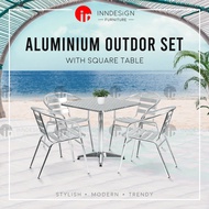 [LOCAL SELLER] Doven 1+4 Square Aluminium Table & Aluminium Chair