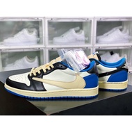 ☞【LJR Batch】Fragment Design x Travis Scott Nike Air Jordan 1 Low OG SP "Military Blue" Casual Shoesj