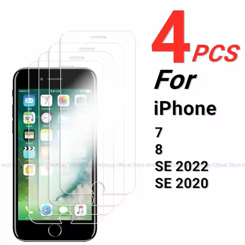 2/4PCS For iPhone 7 Screen Protector Tempered Glass For Apple iPhone 7 8 SE 2020 SE 2022 Full Glue S