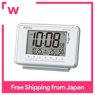 Seiko Clock Seiko Clock Alarm Clock Radio Wave Digital Weekly Alarm Calendar Comfort Temperature Humidity Display White SQ775W SEIKO
