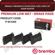 BREMBO GENUINE DISC BRAKE PAD (FRONT) FOR RENAULT MEGANE III COUPE [DZ0, DZ1] 2.0RS 2.0T (2009-2015Y