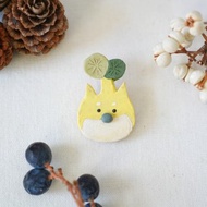 圓葉山烏龜系列•柴犬 陶別針 胸針