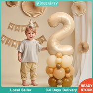 23pcs Retro Caramel Balloon Tower 32 Inch Number Balloon for Boho Theme Birthday Party Decorations