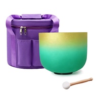 Hye-eun 8inch Gold and Green 432hz/440hz Meditation Sound Healing Bowl with Purple Bag