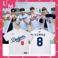 ATEEZ Dodgers Jersey Customized Inspired Cotton Men's Women's T-shirt Plus Size YUNHO WOOYOUNG JONGH