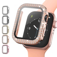 Double row Diamond Watch Case For Apple Watch Case 41mm 45mm 44mm 40mm for iWatch Series 9 8 7 6 SE 5 4 Cover