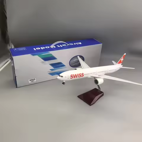 1:157 Scale Airplane Model Switzerland Airways 777 Plane Model B777 Swiss Model Plane with LED Light