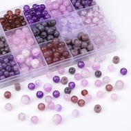Glass Glass Purple Color Transparent Solid Color Round Beads Crystal Glass Beaded Wheel Loose Beads 