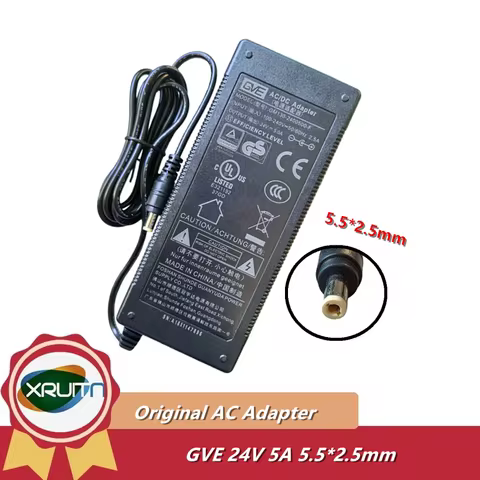 Genuine GVE 24V 5A 120W 5.5*2.5mm GM130-2400500-F 120W AC/DC Adapter Charger for GM120-2400500-D GM1