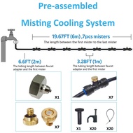 Misting Cooling System 26FT (8M) Misting Line 7 Brass Mist Nozzles + Brass Adapter(3/4") Outdoor Mis