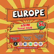 Europe 29 Countries Local eSIM 7-30 Days Total 9GB 4G/5G Data | Instant 24h Email Delivery | High Sp