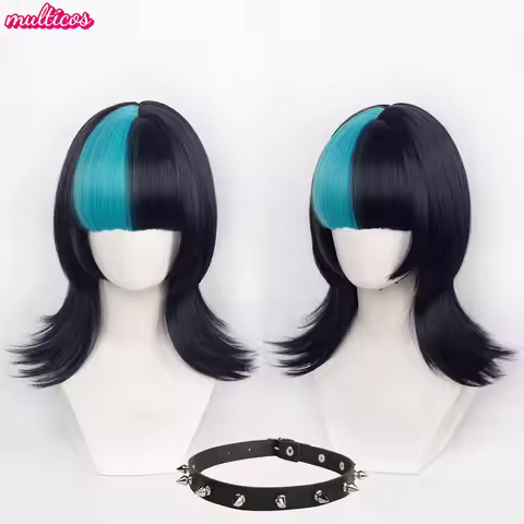 High Quality Kirara Hoshi Cosplay Wig Anime Jujutsu Kaisen Black Blue Kinji Hakari Heat Resistant Sy