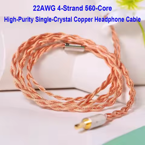 IEM Earphone Cable 22AWG 4 Strand 560 Core Single Crystal Copper Headphone Cable Hi-Fi Audio Upgrade