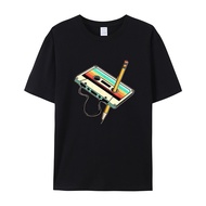 Korea Korea 20262025Summer Trendy Fashion Round Neck T-Shirt 80s Tape Pencil Men Women Can Loose All