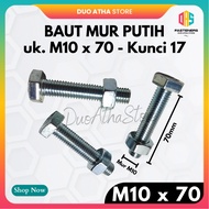 M10 X 70 WHITE BOLT NUT M10x70 BMP M10 x 70mm GALVANIZED HEX