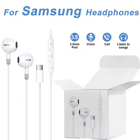 For Samsung Type C Wired Earphone For Samsung Galaxy S23 S21 S22 Ultra S20 3.5 mm Earbuds Headphones