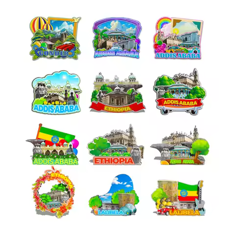 Decorative Magnets for Addis Ababa Lalibela Gonder Ethiopia City Landmark Travel Souvenirs Fridge St