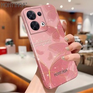 Hontinga All-inclusive Film Casing For OPPO Reno 8 Reno8 Pro 5G Reno 6 Reno 7 Pro 5G Realme C1 Case Korean film Phone Case Cute Cartoon Colorful Butterflies Back Casing lens Protector Design Hard Cases Shockproof Shell Casing For Girls