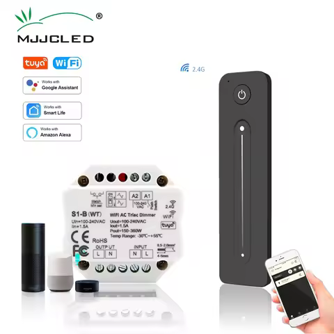 Tuya Dimmer Switch 220V Wifi Smart Life APP 2.4G Wireless RF Remote Control LED Lamp Bulb Light Tria