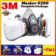 Gas Respirator Mask 3m 6200 Original 7 in set Catride 6003