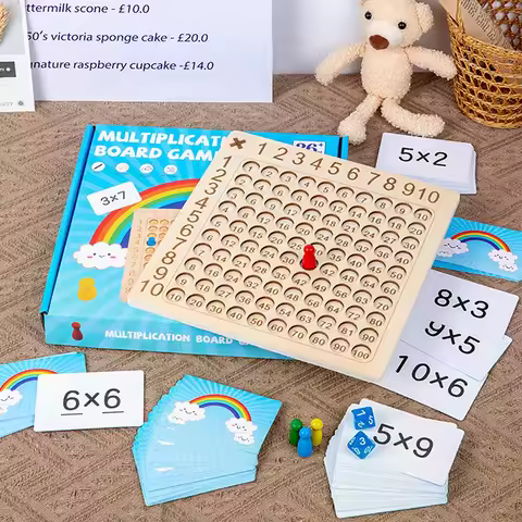 99 Multiplication Board Game Wooden Montessori Kids Learning Educational Toys Math Counting Hundred 