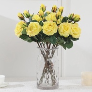 Bunga Mawar Artificial Premium Latex Import 2 Cabang - Yellow