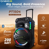 Niko Trolley Bass Speaker Bluetooth PT 1504 With Remote Control