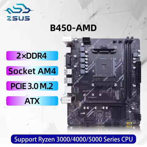 ZSUS B450M-AMD Motherboard AMD support DDR4 desktop RAM AM4 CPU slot NVME NGFF M.2 USB 3.0 VGA dual