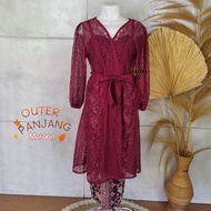 Outer Panjang Kekinian Brokat Tangan Kerut Cardigan Blazer Modern Bali Fashion