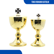 SIBORI TEMPAT HOSTI KATOLIK (LAPIS EMAS) / PERALATAN MISA KATOLIK / SIBORI EMAS / PERALATAN IBADAH