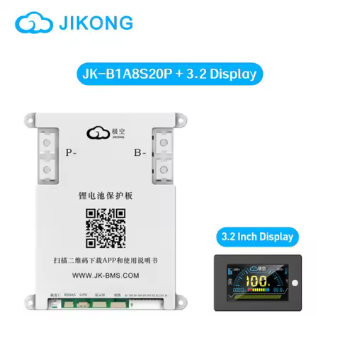 JIKONG Smart BMS JK-B1A8S20P+3.2inch LCD Display 4S-8S Lifepo4 Li-Ion Lto Battery 12V/24V Current 1A