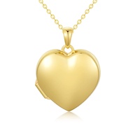 FENCCI Solid 14K Real Gold Photo Locket Personalized Necklace Heart Pendant Charm Necklace for Women
