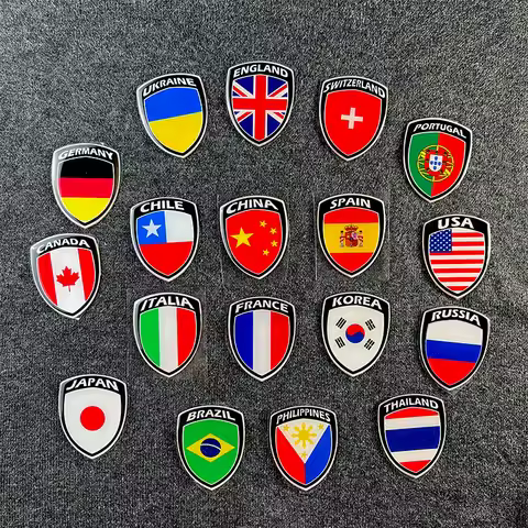 World National Flag Sticker 3D Reflective Car Motorcycle Accessories Badg Decals 4 -5 CM Small Size 