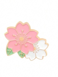 Broche De Moda Y Exquisito Con Diseños De Flores De Cerezo En Caricatura Con Recubrimiento De Epoxi Y Pin De Esmalte Rosa Para Mochila, Cuello Y Insignia