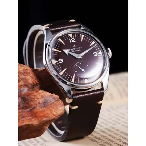 Hruodland F033 Vintage Mens Wristwatch VD78 Movement BGW9 C3 Dual Color Luminous Dial 50m Waterproof