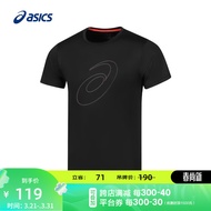 亚瑟士ASICS运动T恤男子跑步短袖透气舒适运动上衣 2011C856-001 黑色 M