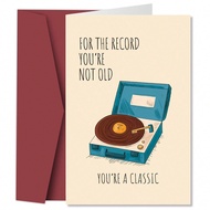 1pc Funny Record Birthday Greeting Card With Envelope - 'You're Not Old, You're A Classic' - Birthda