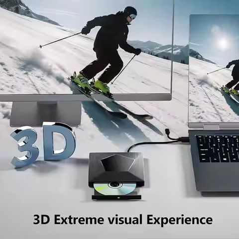 SWXF External Bluray Drive Burner 3D Portable Optical Bluray Drive External Bluray BD/CD/DVD Drive P