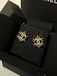 24K Chanel 耳環 皮穿鏈款