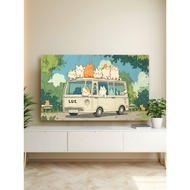 Cute Cat Computer TV Monitor Protector Cover Elastic Fabric TV Cover Wall Mounted TV Dust Cover Indo