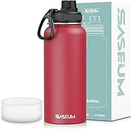 SASEUM Sport Water Bottle 32oz Stainless Steel Double Wall Vacuum Thermal Mug with Leak Proof Spout 