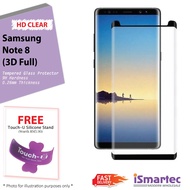 [3 Units Pack] Samsung Note 8 3D Full Cover HD Crystal Clear Tempered Glass + FREE iRing + BS Cable 